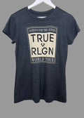 True Religion World Tour Graphic T Shirt Medium Charcoal Rhinestone