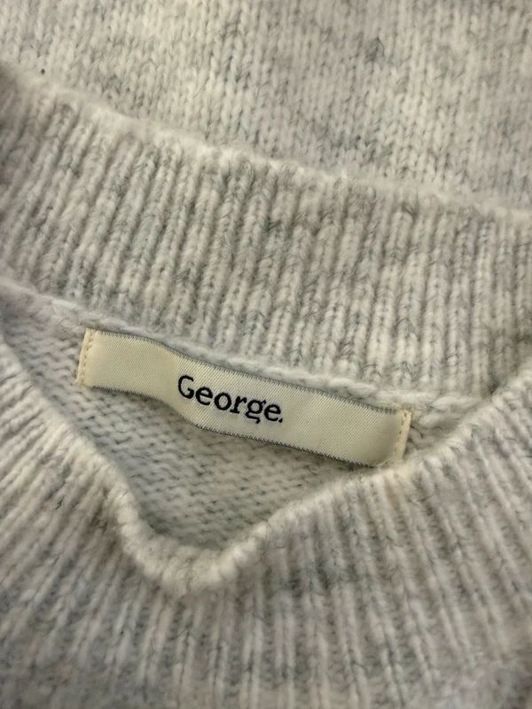 George Grey Layered Sweater XS Cable Knit Mock Shirt Chunky Knit