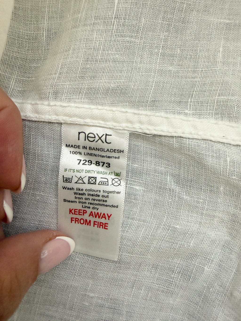 Next White 100% Linen Short Sleeve Shirt Mens Large