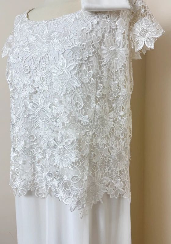 Nightingale White Chiffon Wedding Dress UK20 BNWT Lace Overlay Full Length