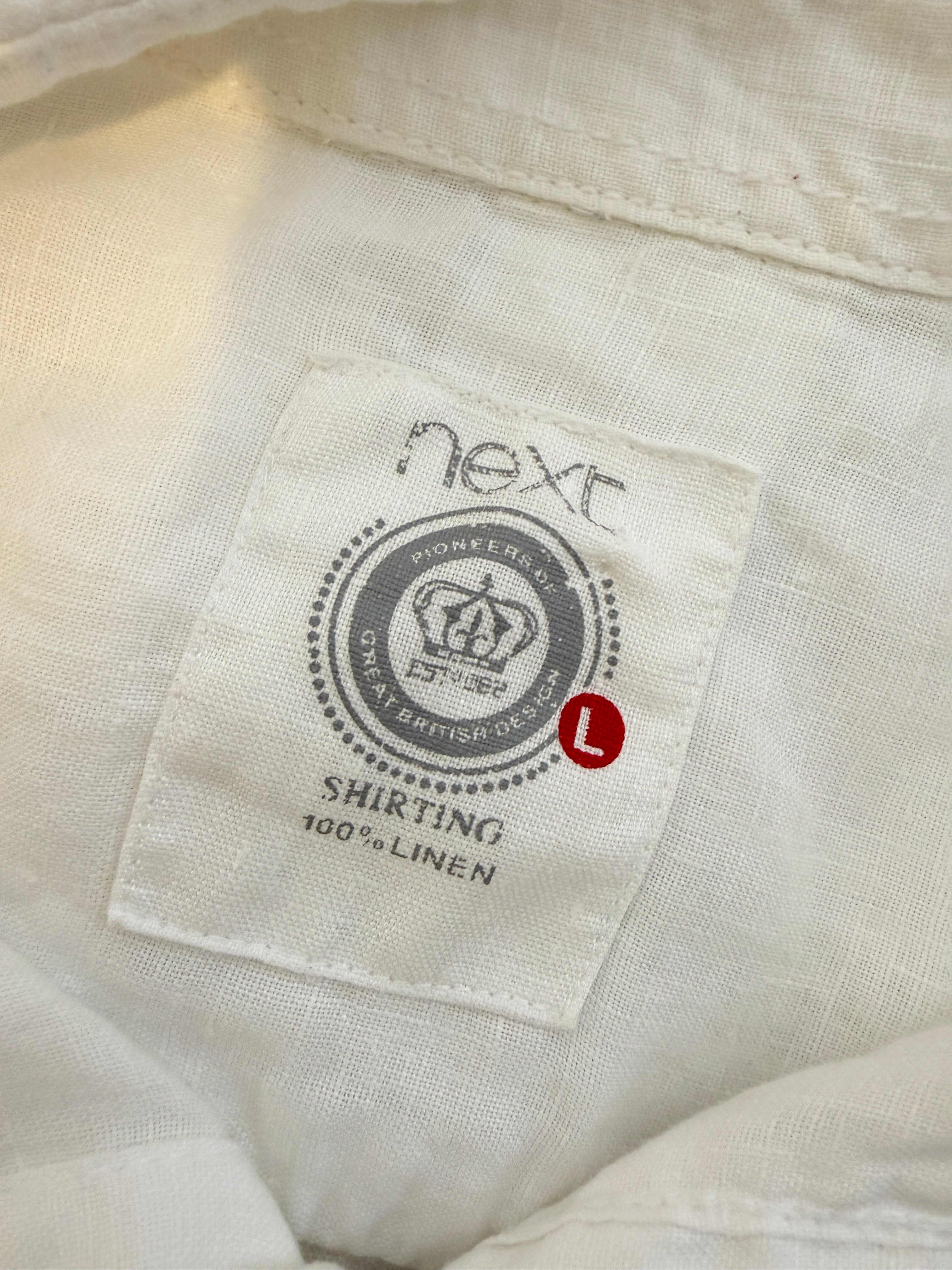 Next White 100% Linen Short Sleeve Shirt Mens Large