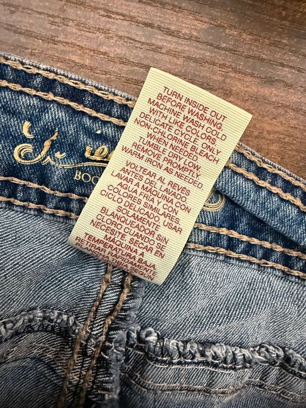 Faded Glory Midwash Bootcut Stretch Jeans Embroidered Pockets Contrast Stitching UK16 W36 L30