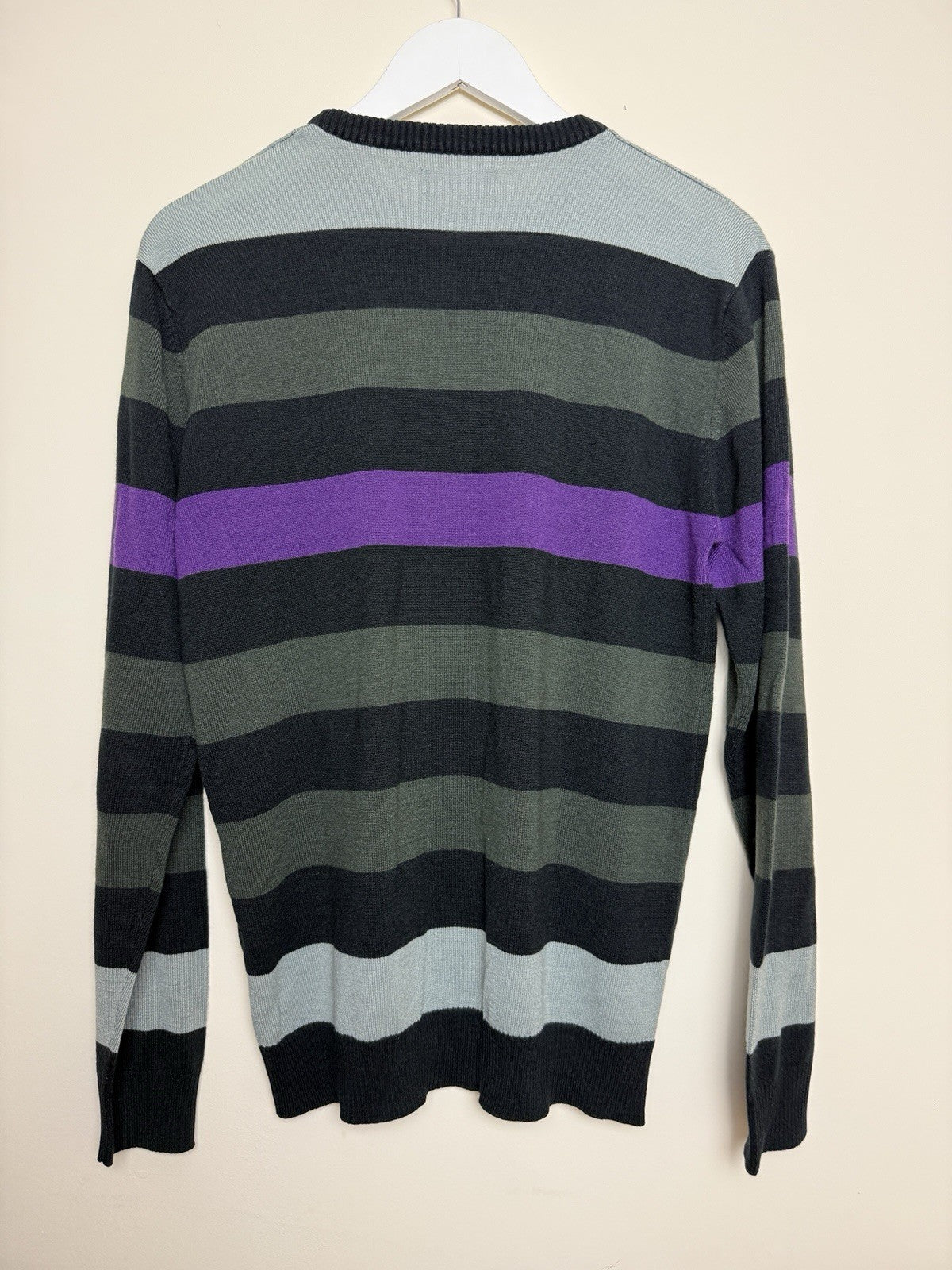 Kickers Vintage Striped Cotton Knit Jumper Black, Grey, Khaki, Purple - Med