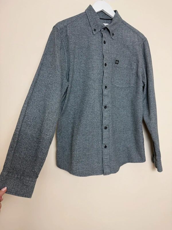 M&S GreyCotton Button Down Smart Casual Shirt - Medium