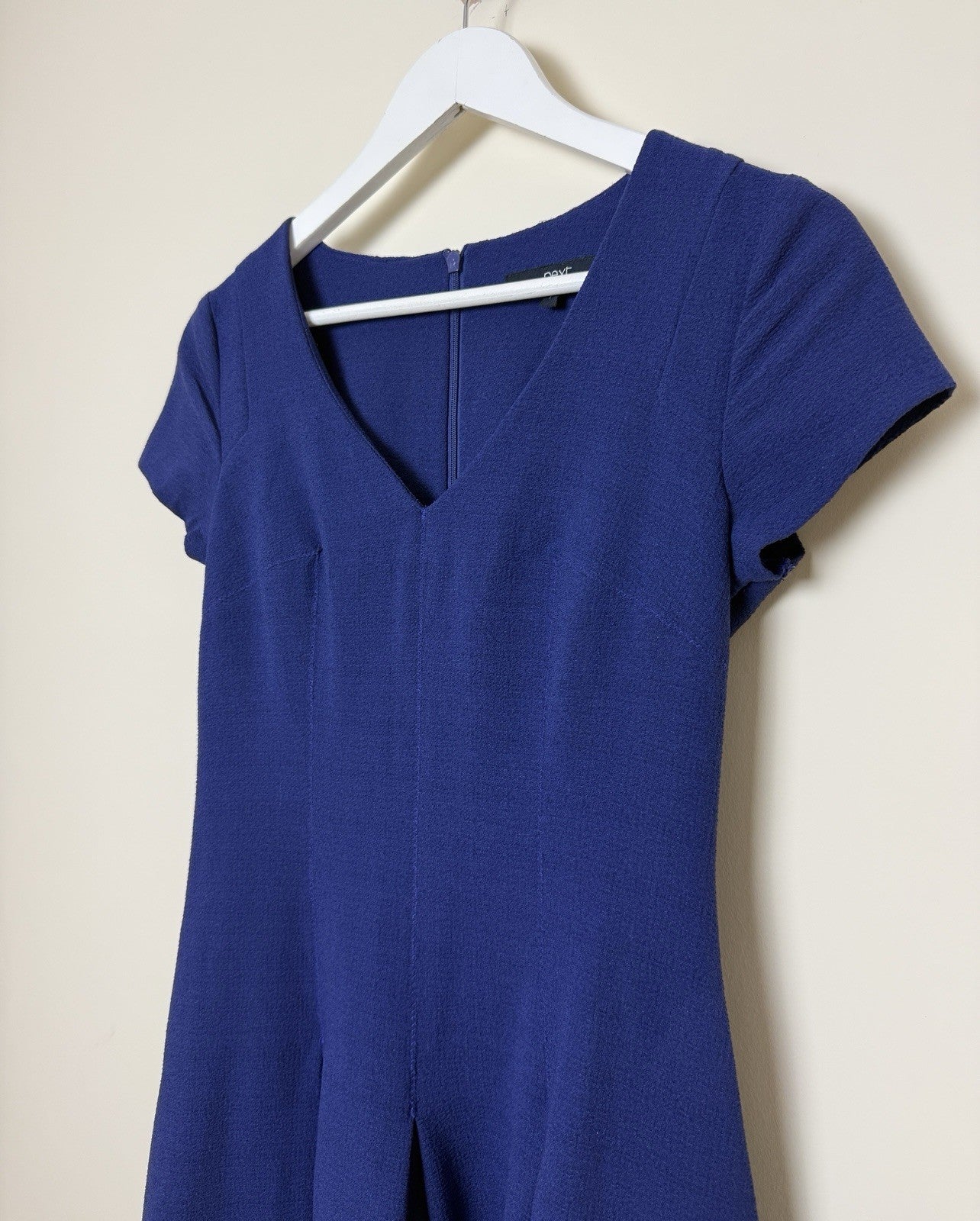 Next Violet Fit & Flare Skater Style V Neck Cap Sleeve Dress - UK6