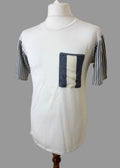 Zara Man White Contrast Panel T Shirt Size M