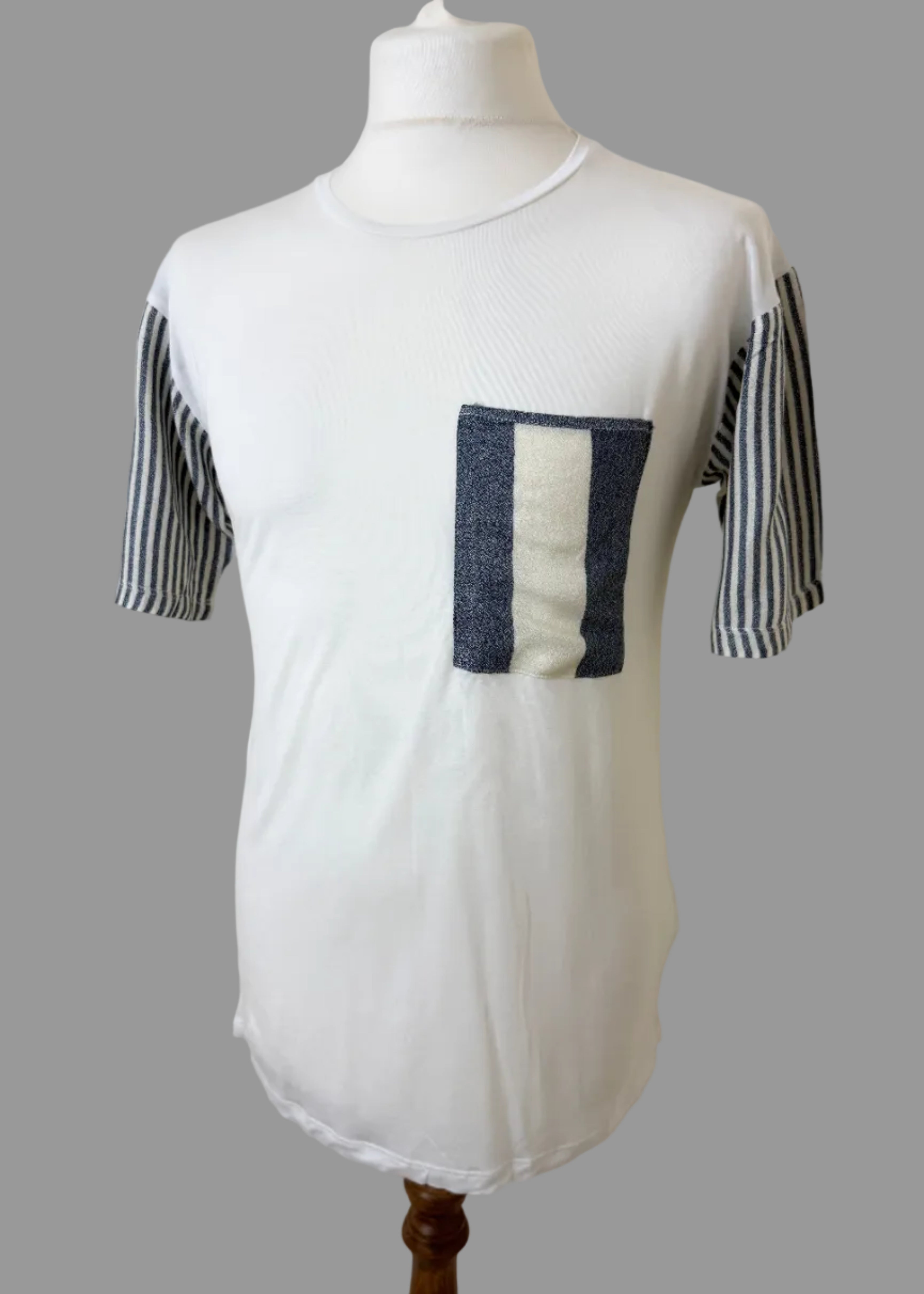 Zara Man White Contrast Panel T Shirt Size M