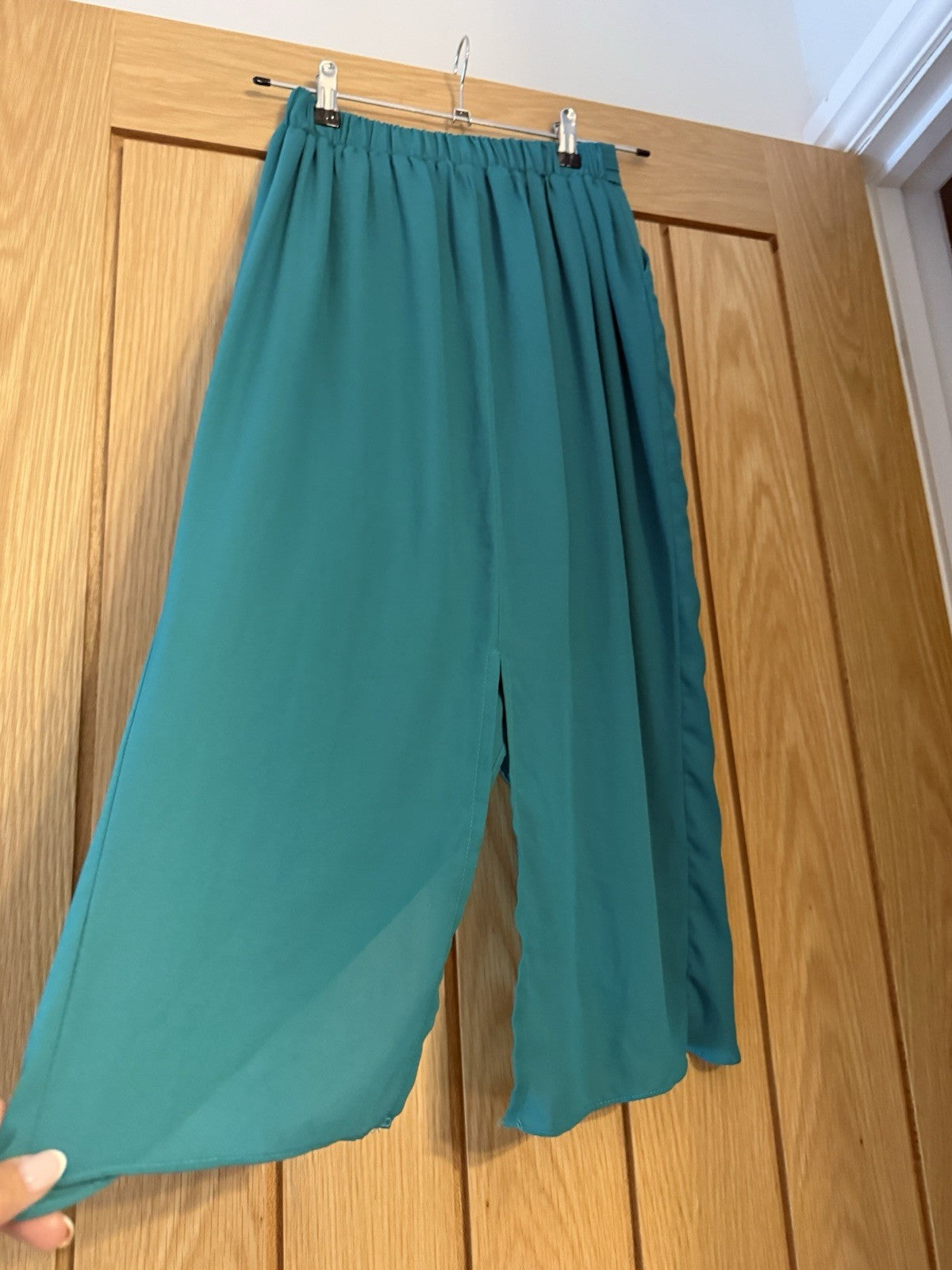 Jade Green Lined Wrap Skirt Elasticated Waist - Size UK6