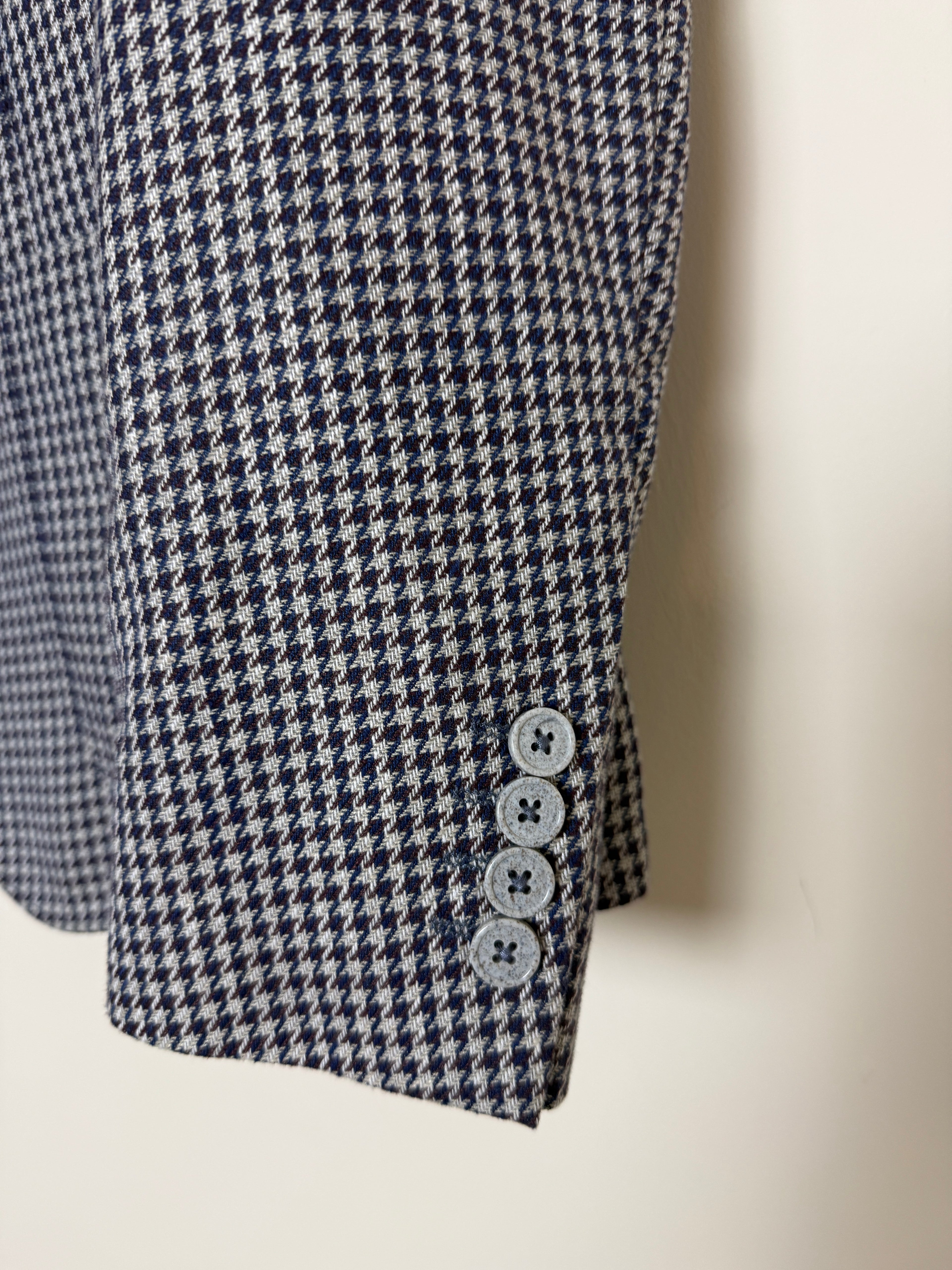 Remus Uomo Navy White Houndstooth Slim Fit Blazer 42R