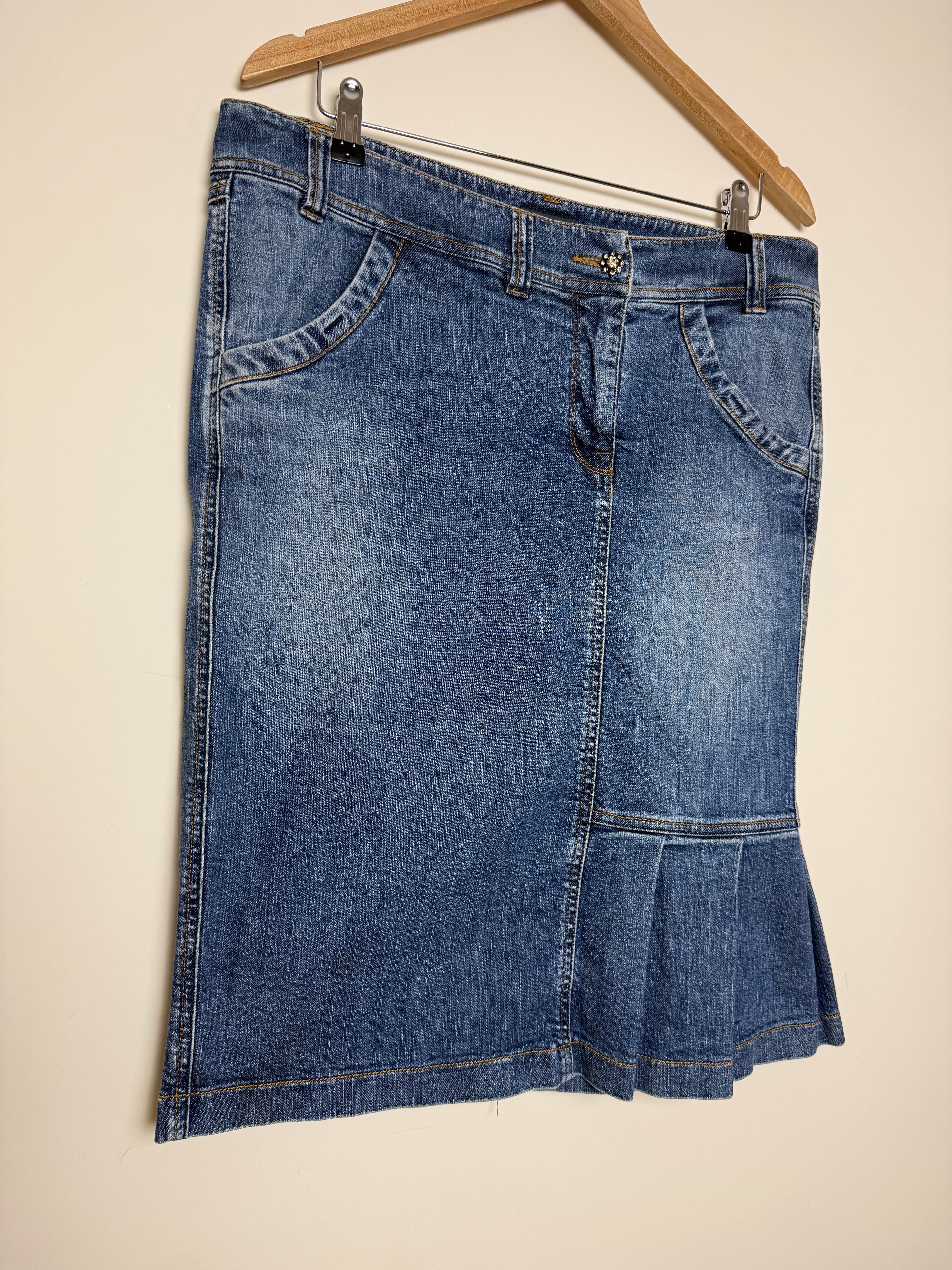 Mexx Y2K Pleated Off Centre Denim Skirt - UK16