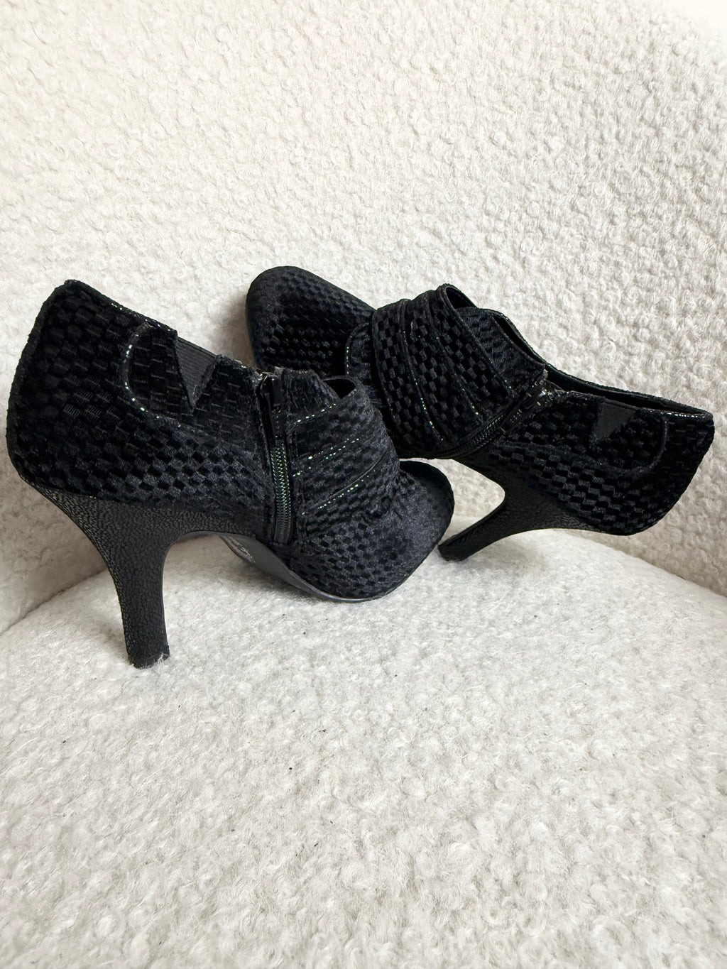 Ruby Shoo Octavia Velvet Ankle Boots Black Button Detail High Heel UK7 EU40