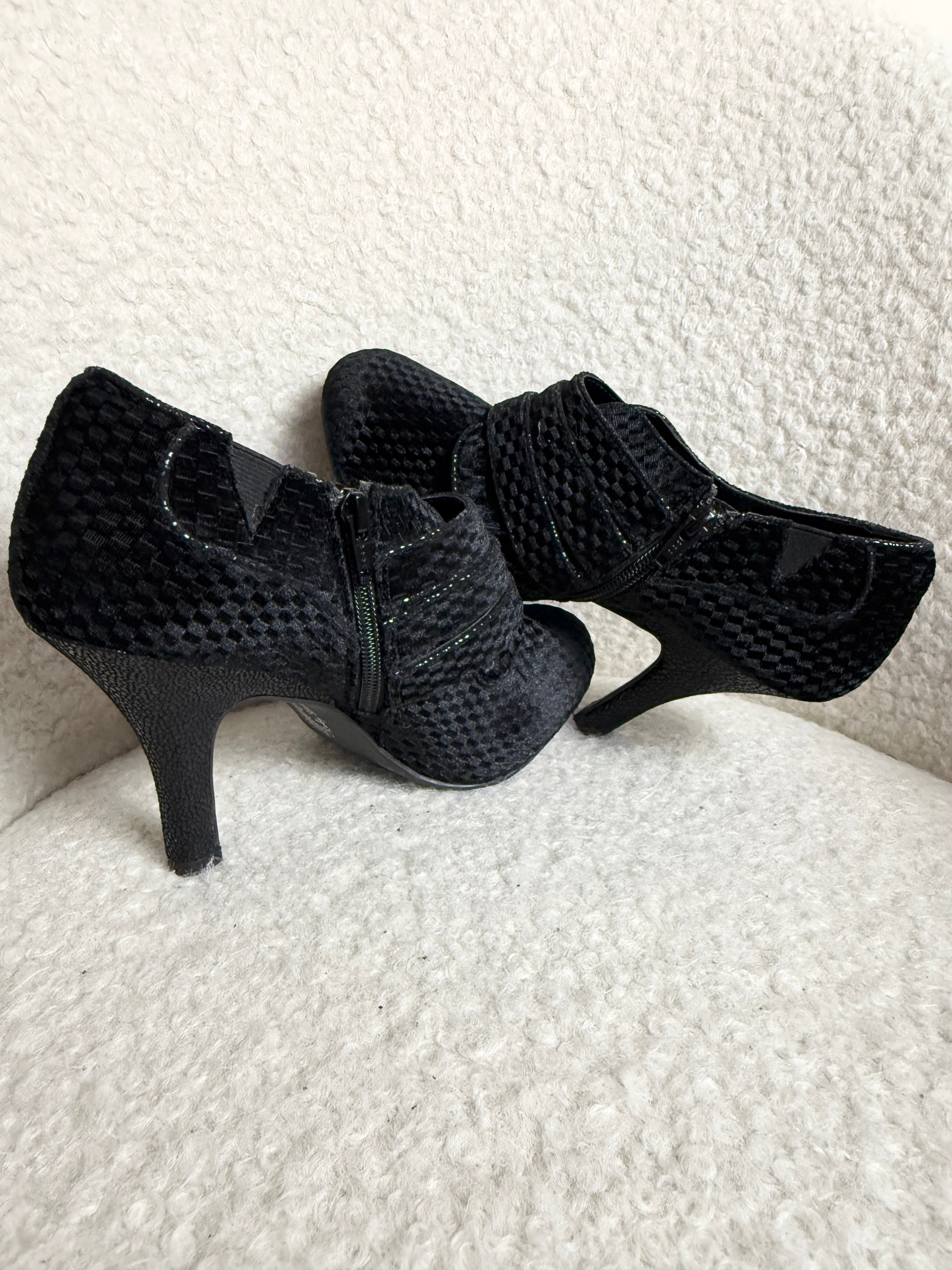 Ruby Shoo Octavia Velvet Ankle Boots Black Button Detail High Heel UK7 EU40