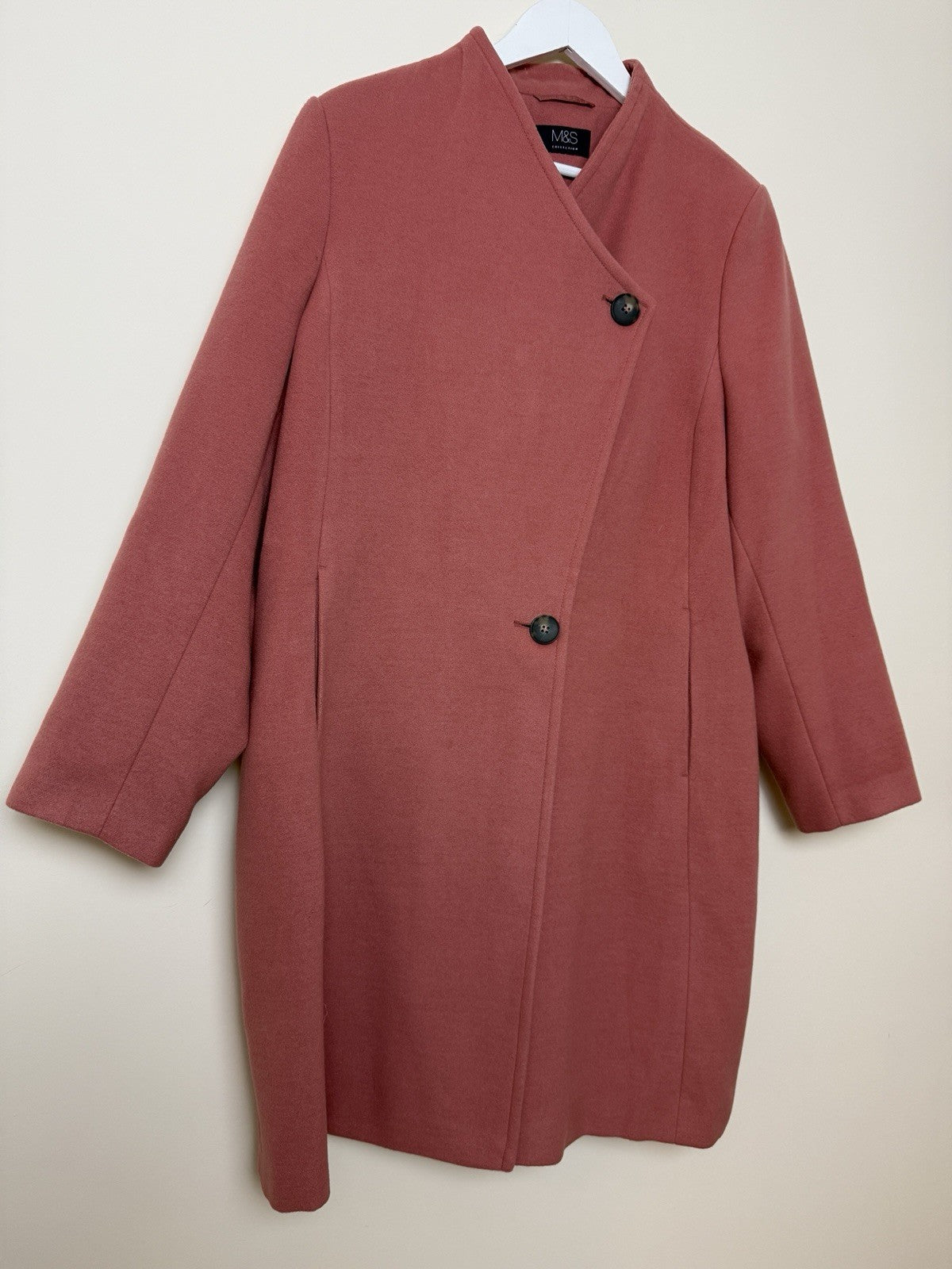 M&S Terracotta Peach Blush Mid Length Lined Coat - UK22