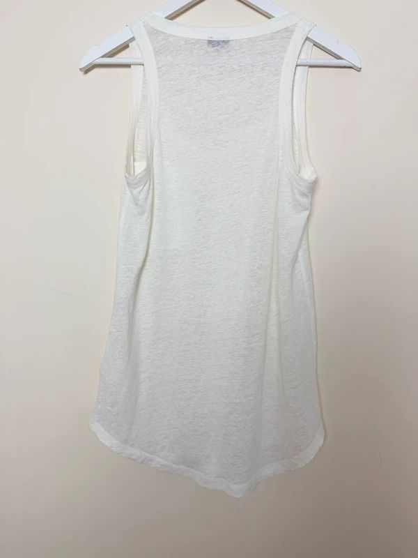 Joseph White Linen Blend Vest Top Sleeveless Snap Fastener Luxury Medium