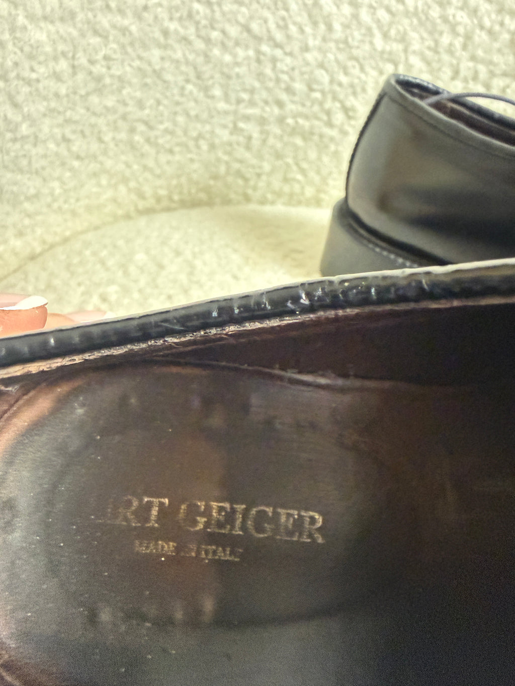 Kurt Geiger Black Leather Derby Shoes Mens UK7 EU41 Chunky Sole Made In Italy