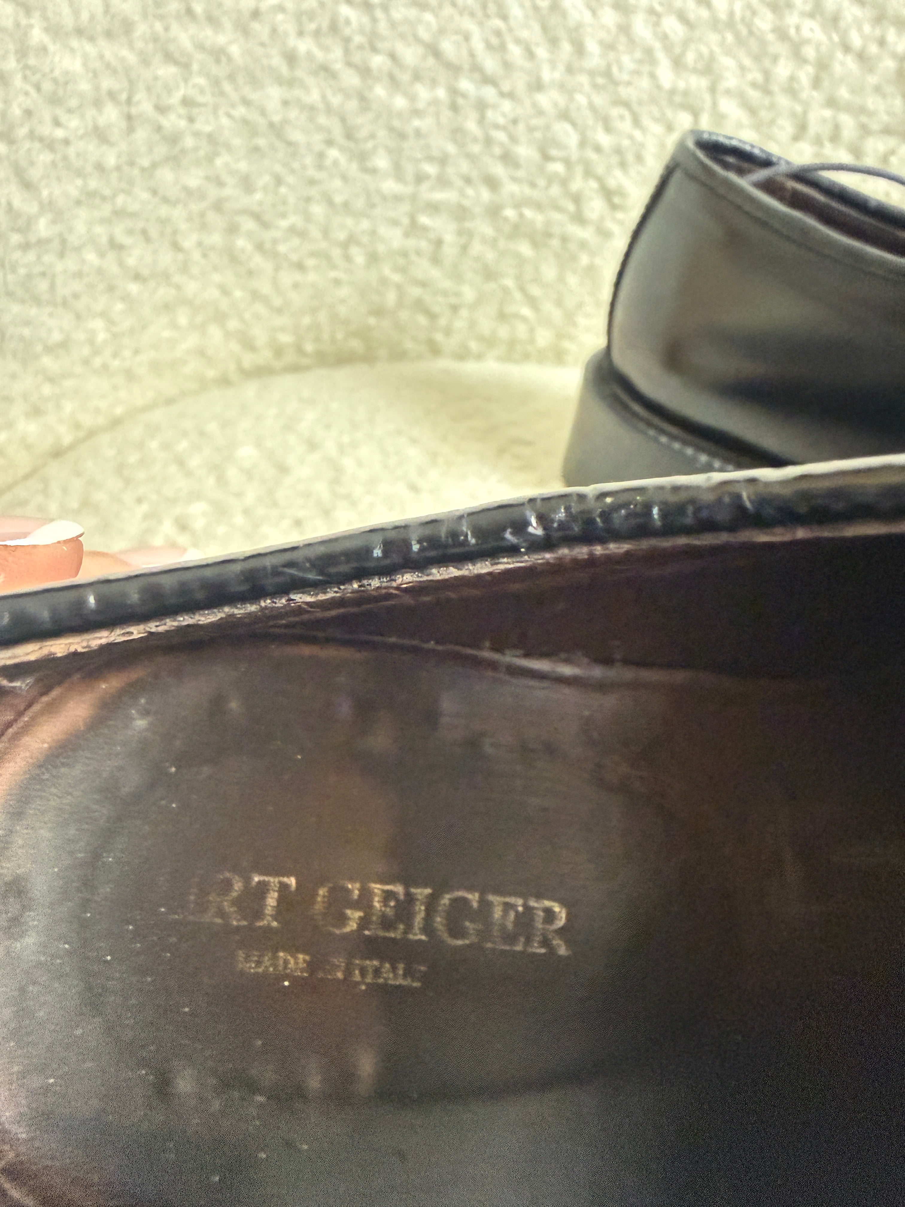 Kurt Geiger Black Leather Derby Shoes Mens UK7 EU41 Chunky Sole Made In Italy