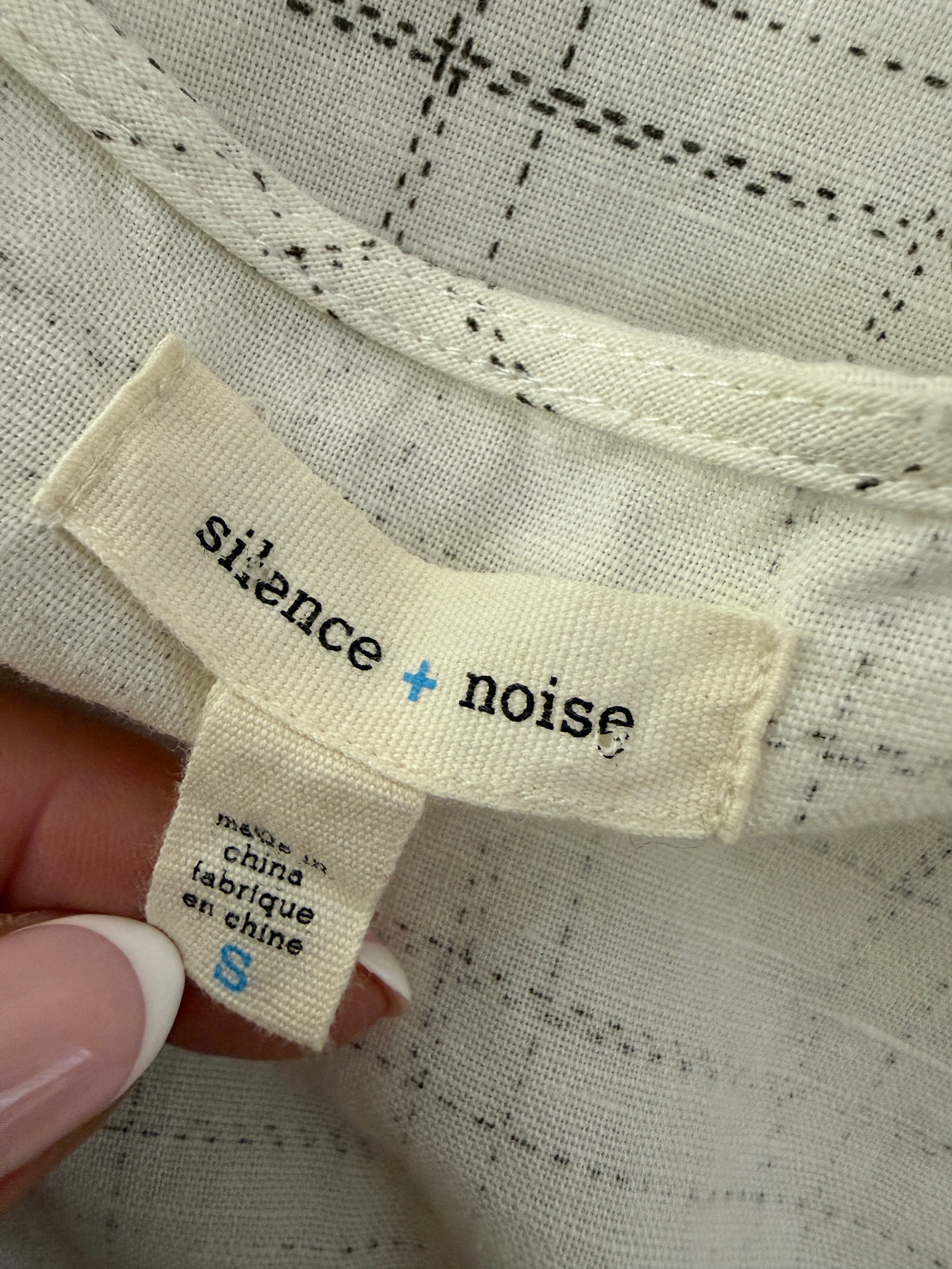 Silence + Noise Cream Check Linen Blend Mini Dress Small