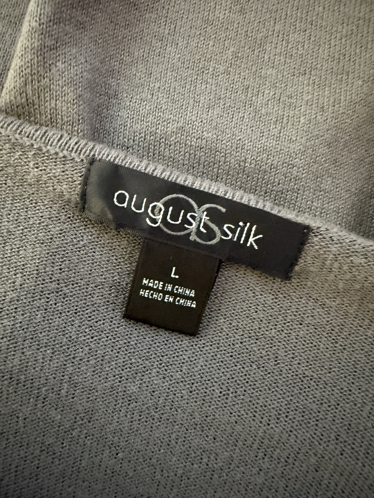 August Silk Shadow Grey Knit Long Length Scoop Neck Jumper - Large