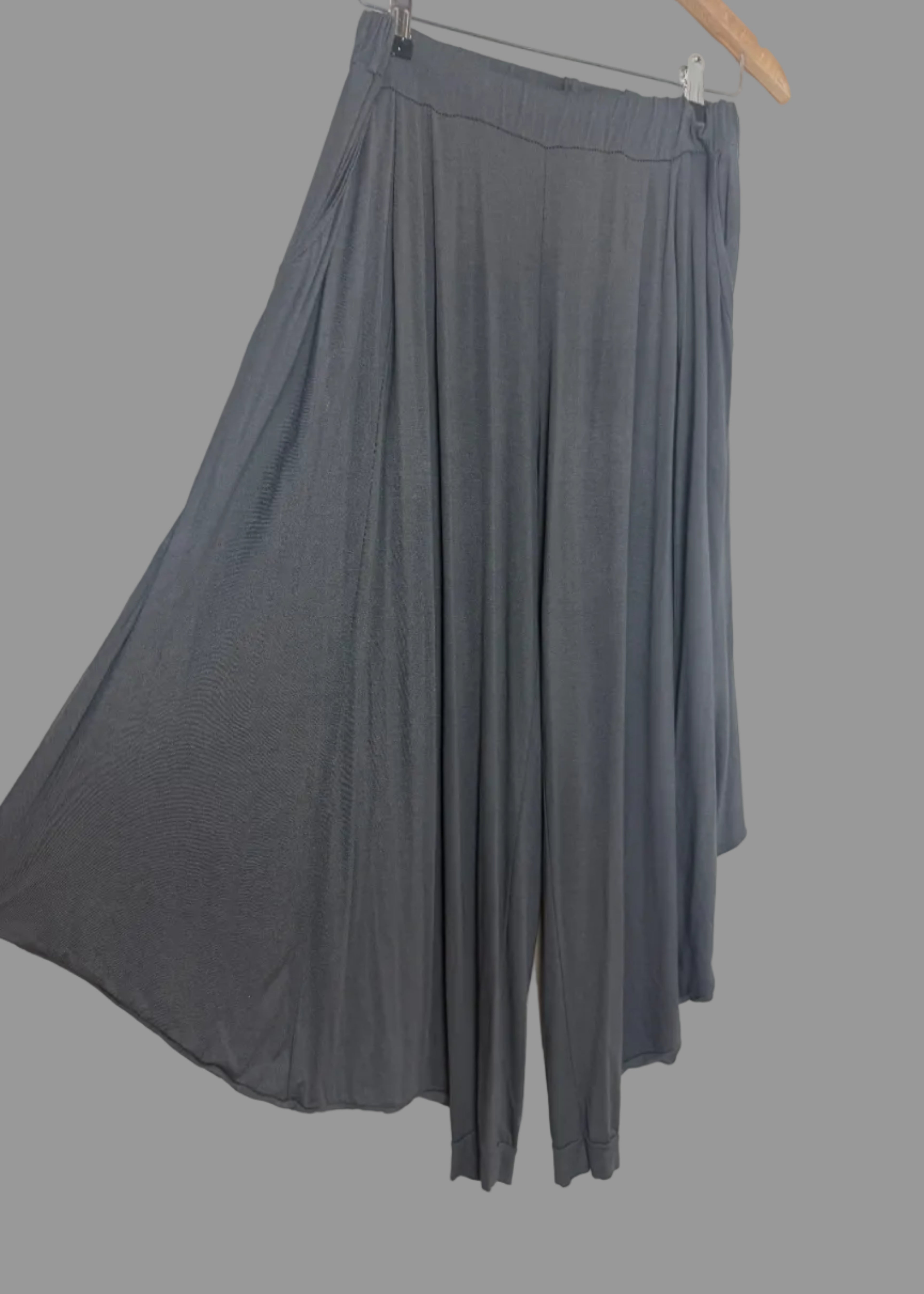 Made In Italy Grey Draped Wide Leg Harem Trousers One Size