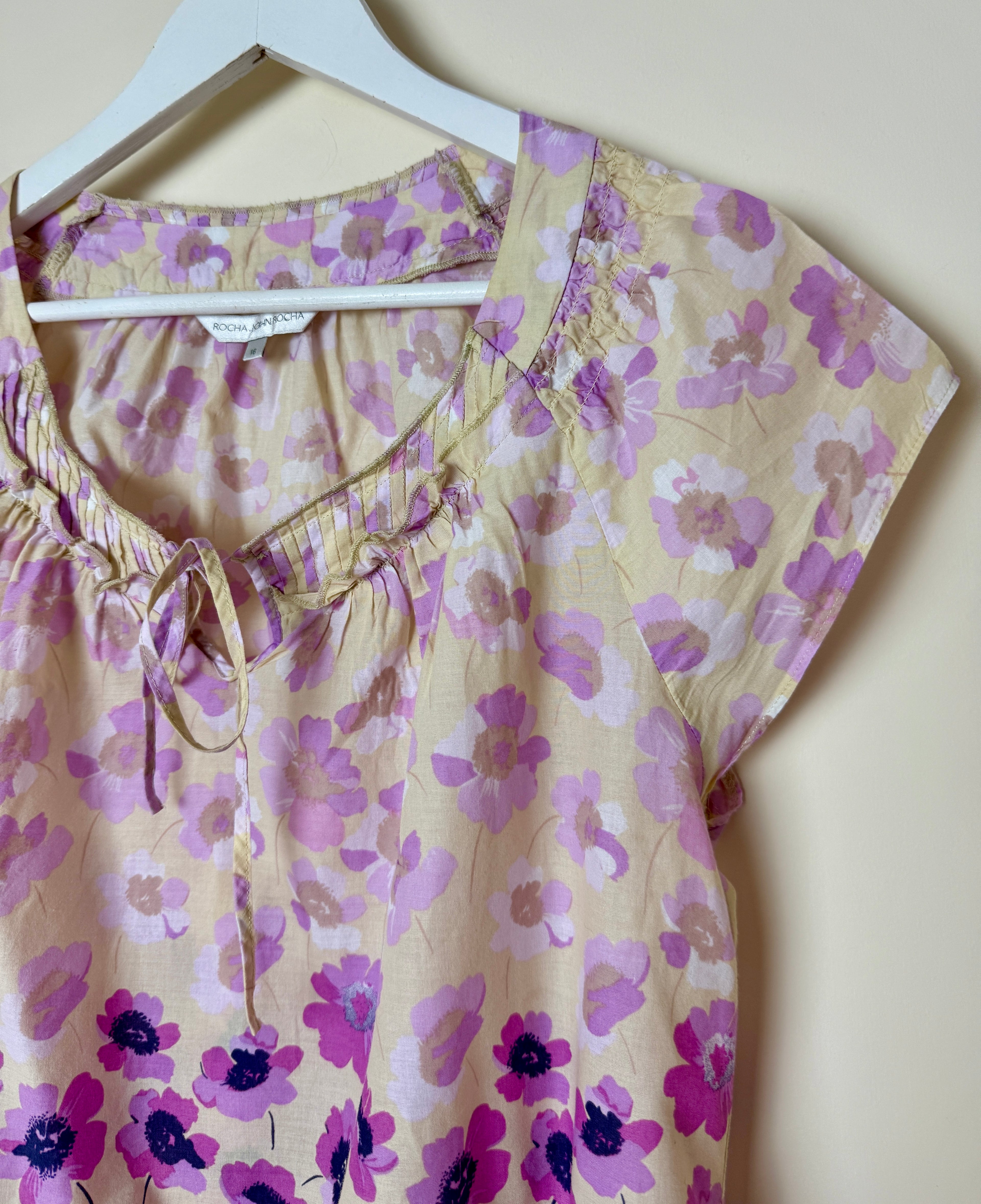 Rocha John Rocha Floral Cotton Blouse UK 16