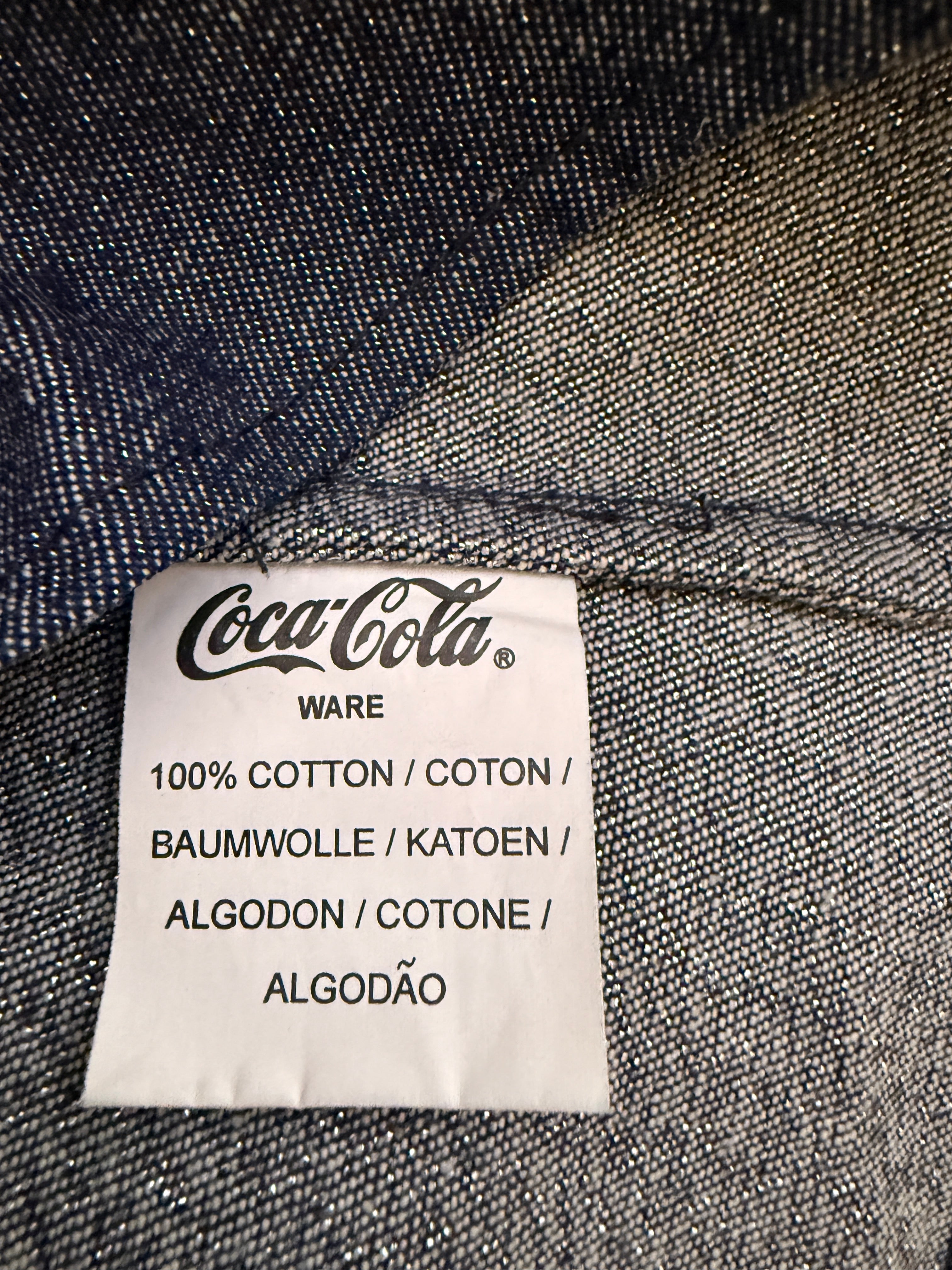 Coca Cola Ware Vintage Denim Mini Dress Blue Sleeveless UK 8 Y2K