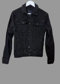 River Island Denim Jacket Black Stretch Slim Fit Trucker Womens