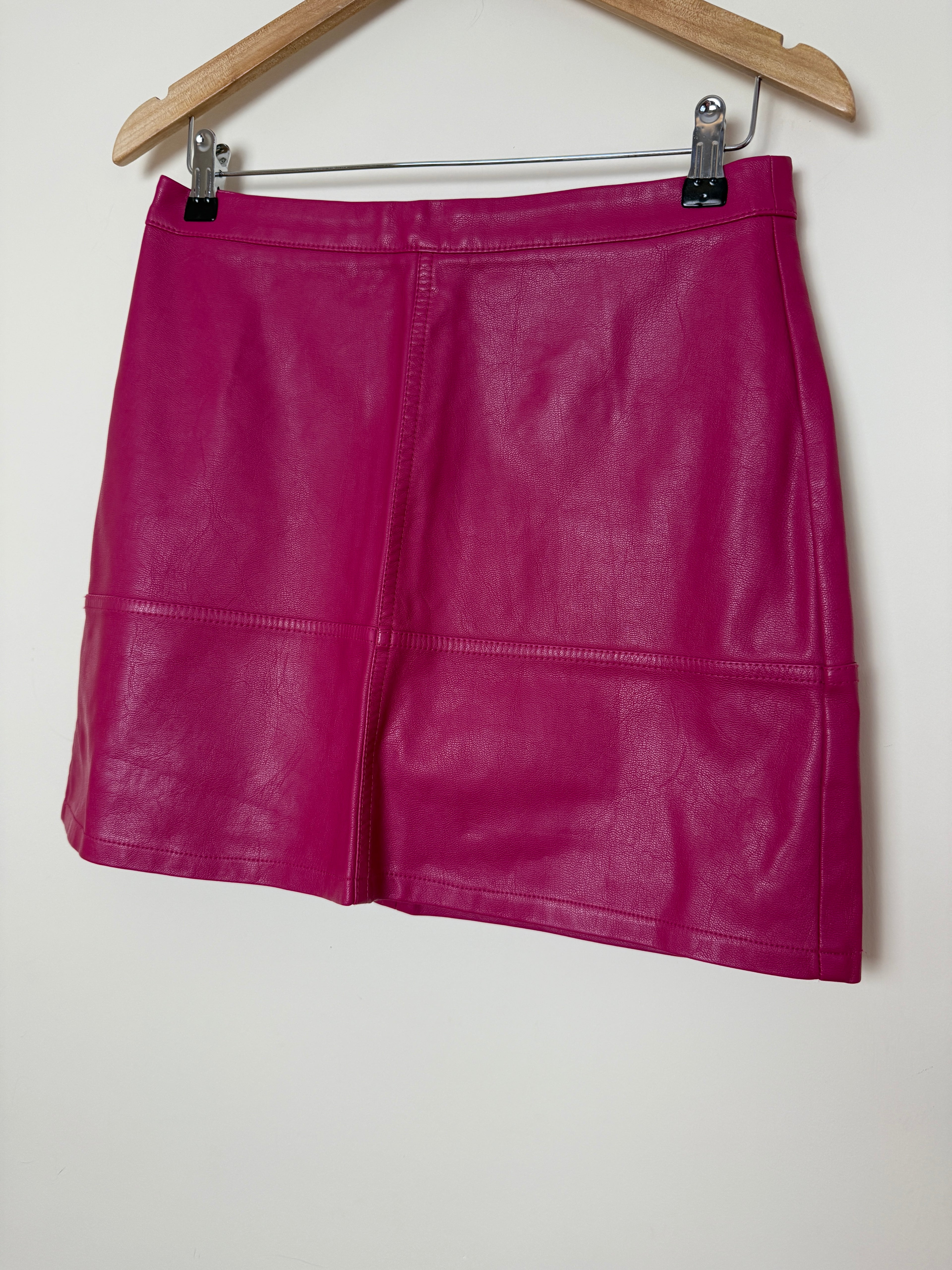 New Look Pink Faux Leather Mini Skirt UK12