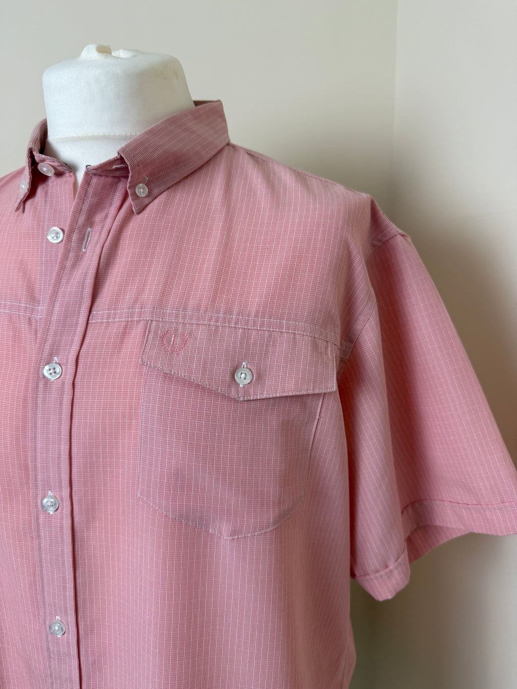 Lincoln Pink Micro Check Short Sleeve Shirt Mens XL