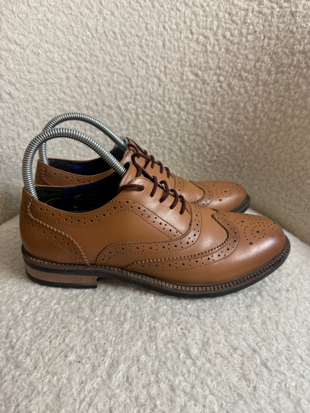Redfoot Leather Brogue Shoes UK7 Tan Brown Wingtip Lace Up Smart Formal