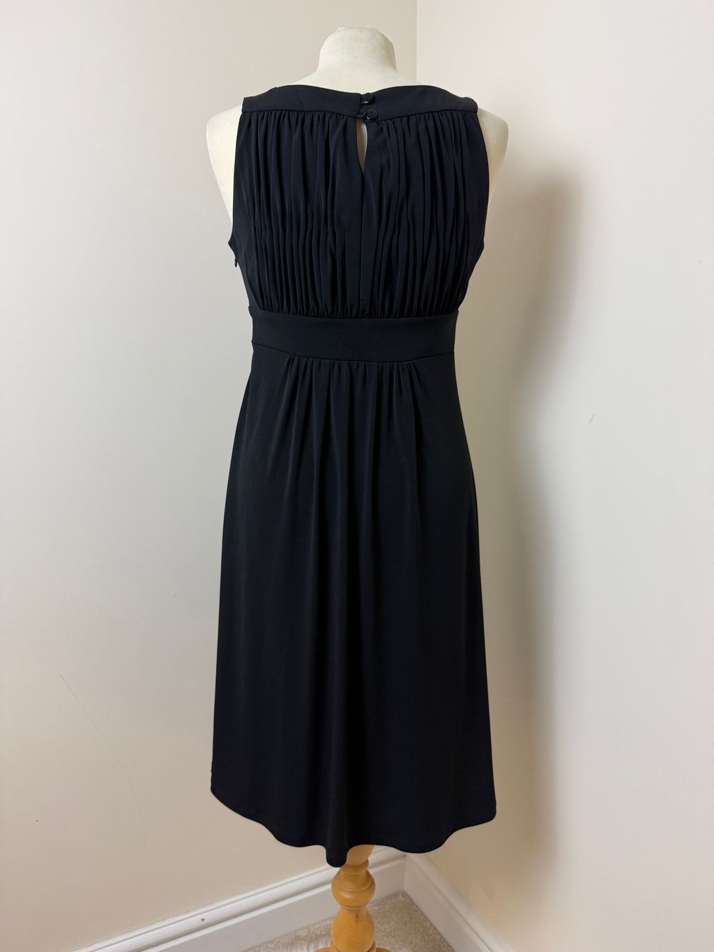 Sangria Black Beaded Neckline Empire Waist Midi Dress UK8 US4
