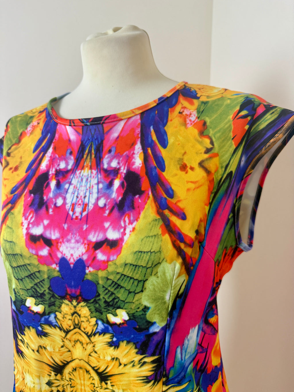 Brave Soul Shift Dress Medium Multicolour Floral Abstract Retro Cap Sleeve