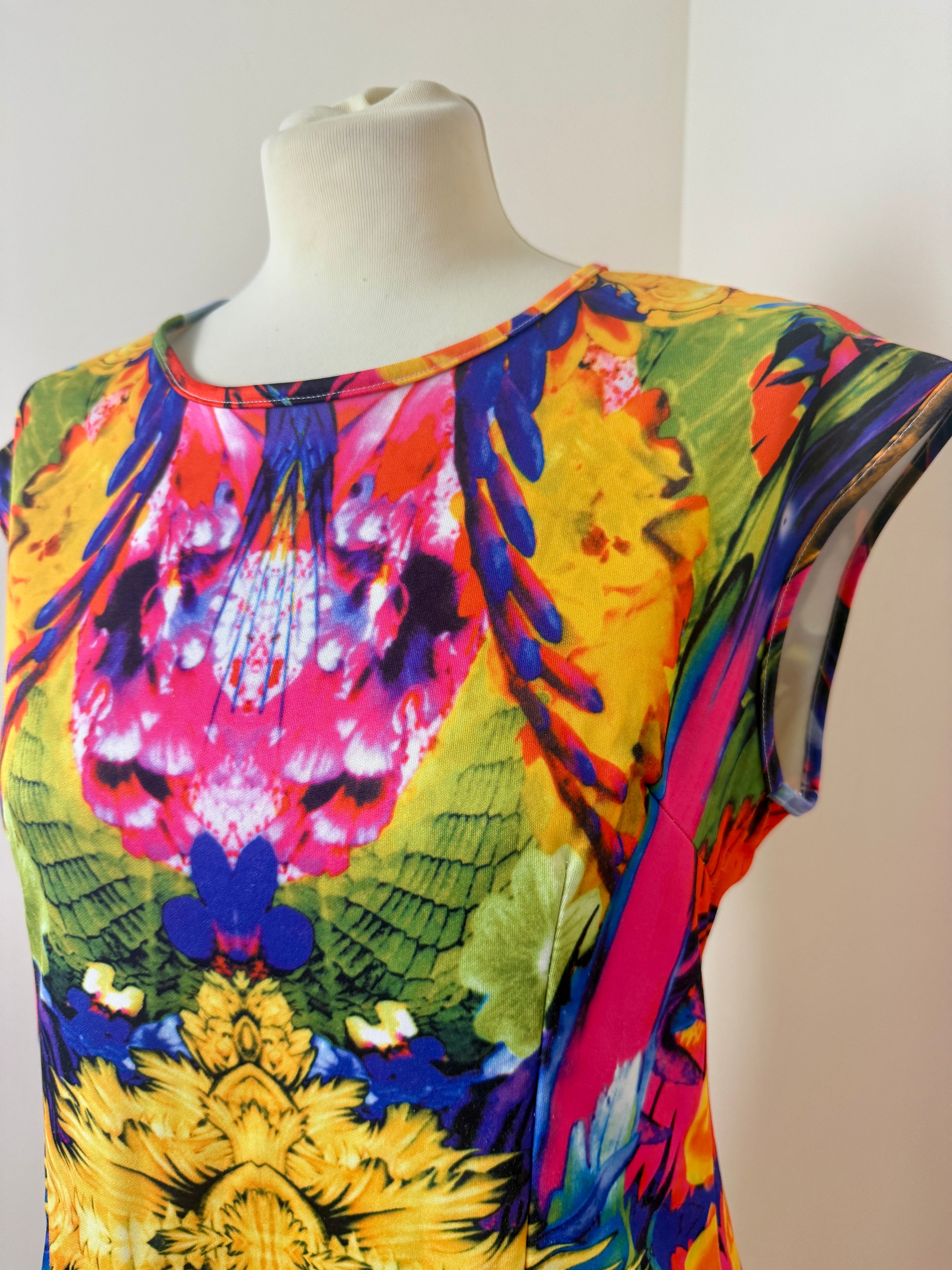 Brave Soul Shift Dress Medium Multicolour Floral Abstract Retro Cap Sleeve