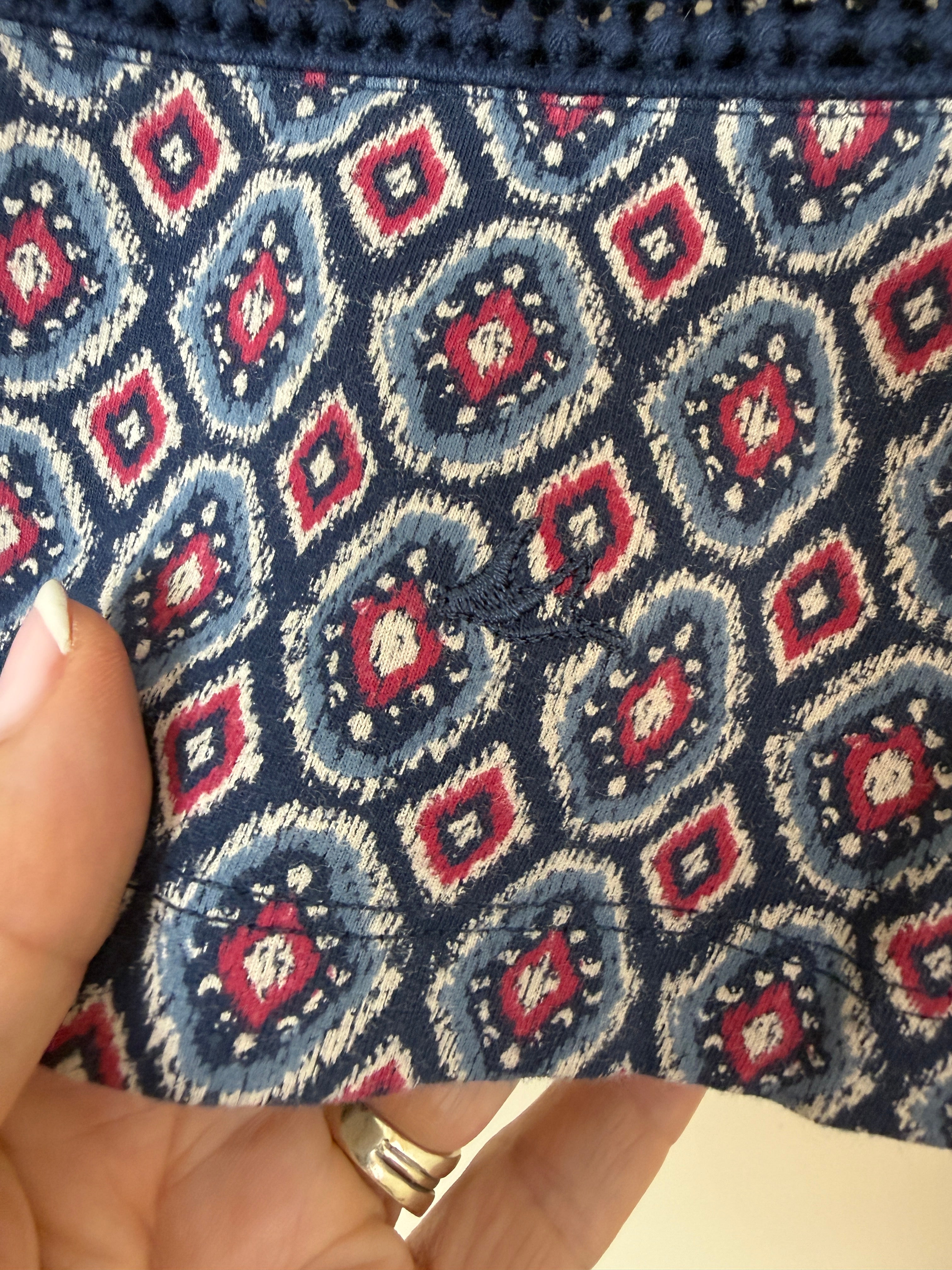 Mantaray Navy Pineapple Print Mini Skirt UK14