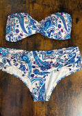 Marie Meili Paisley Bandeau Bikini Strapless Blue Purple UK16