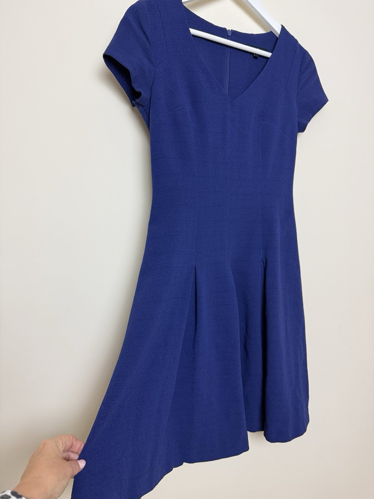 Next Violet Fit & Flare Skater Style V Neck Cap Sleeve Dress - UK6