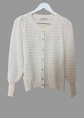 Gallery Ivory Textured Waffle Knit Cardigan - Small
