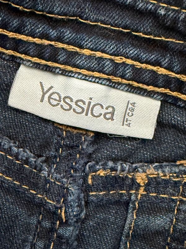 Yessica Y2K Dark Wash Pleated Denim Mini Skirt Drop Waist A Line UK8–10