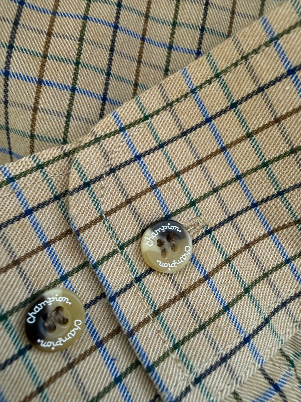 Champion Beige Check Shirt Mens Medium