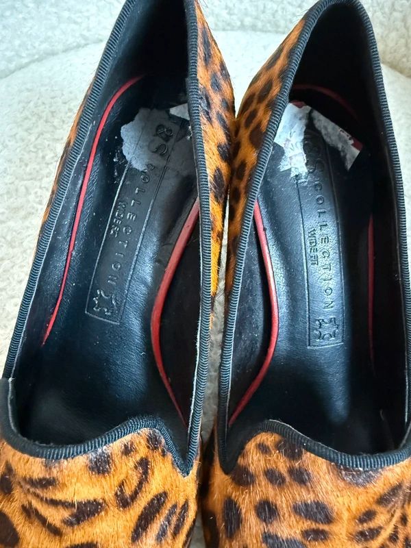 M&S Insolia Leopard Print Pony Skin Effect Leather Heels – Brown UK 3.5 Wide Fit BNWT