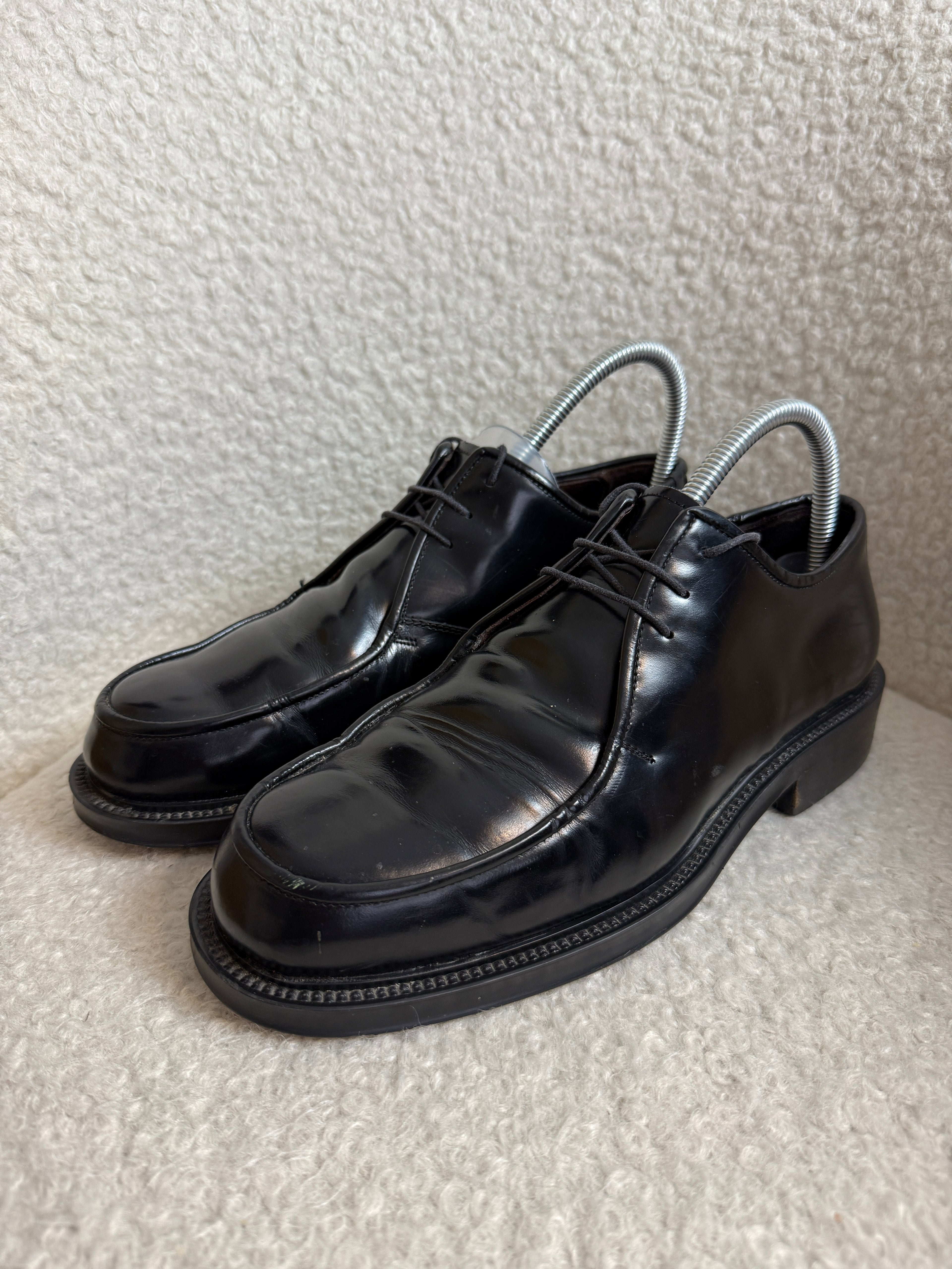Kurt Geiger Black Leather Derby Shoes Mens UK7 EU41 Chunky Sole Made In Italy