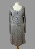 Sandwich Grey Floral Long Sleeve Midi Dress Size Large Casual