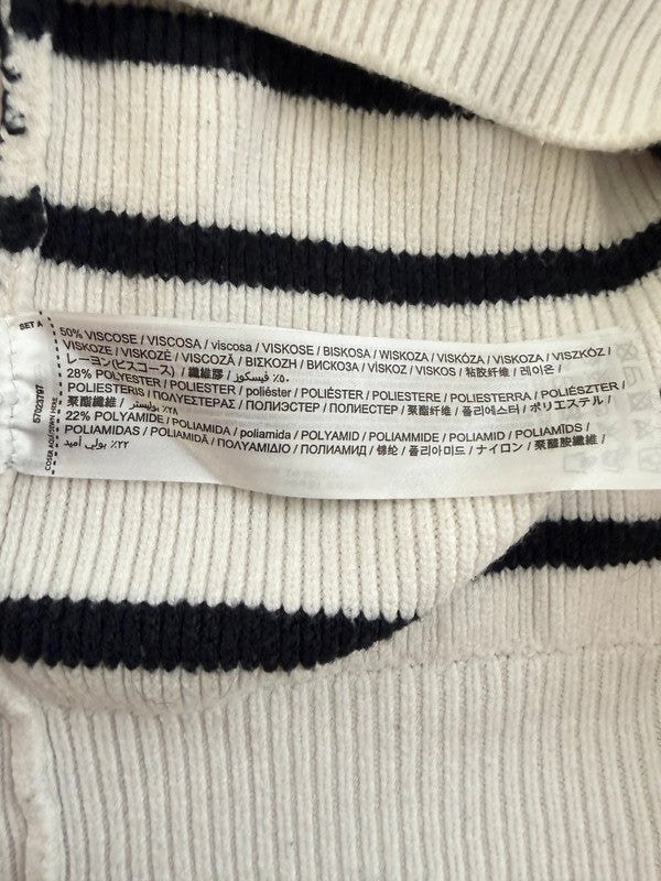 Mango White Black Striped Oversized Ribbed Jumper - Small