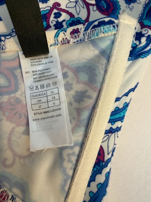 Marie Meili Paisley Bandeau Bikini Strapless Blue Purple UK16