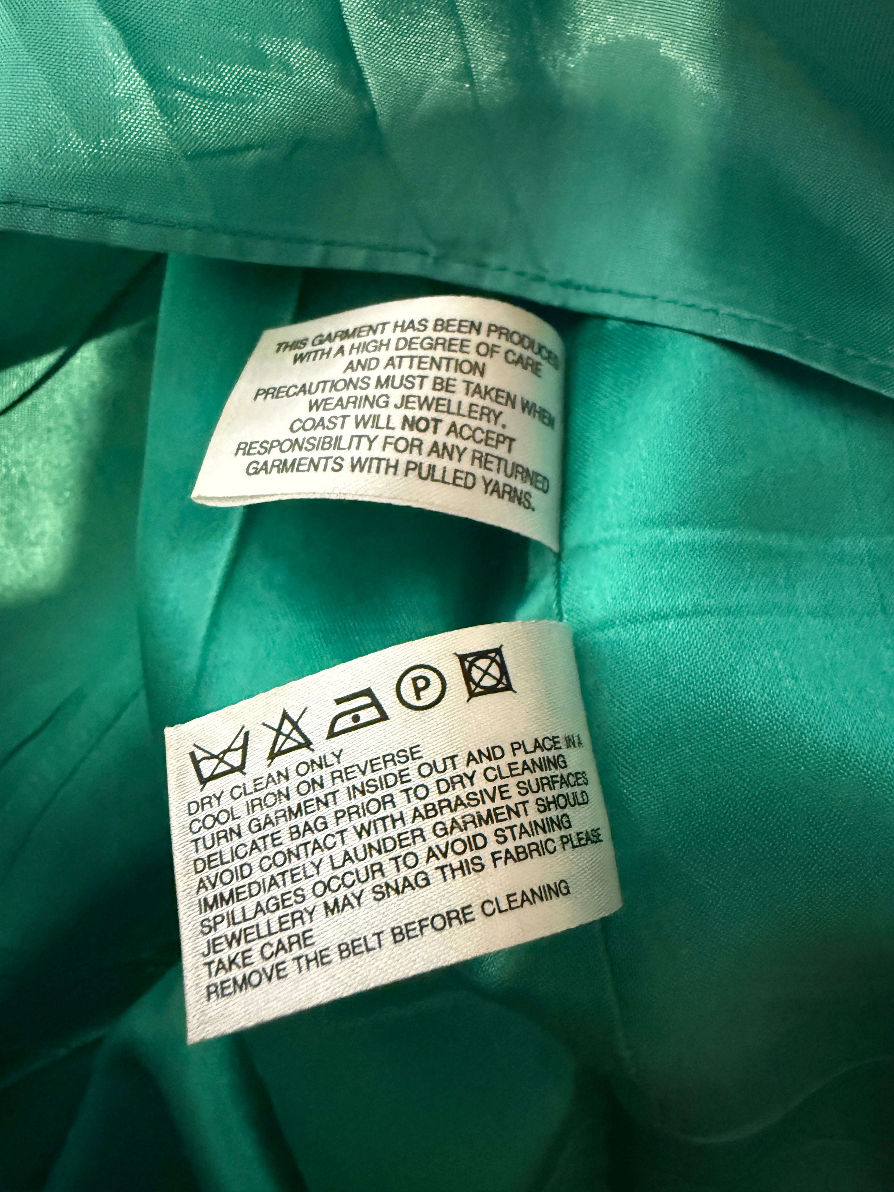 Coast Silk Lace Dress Jade Green Strapless Guipure Cocktail UK14