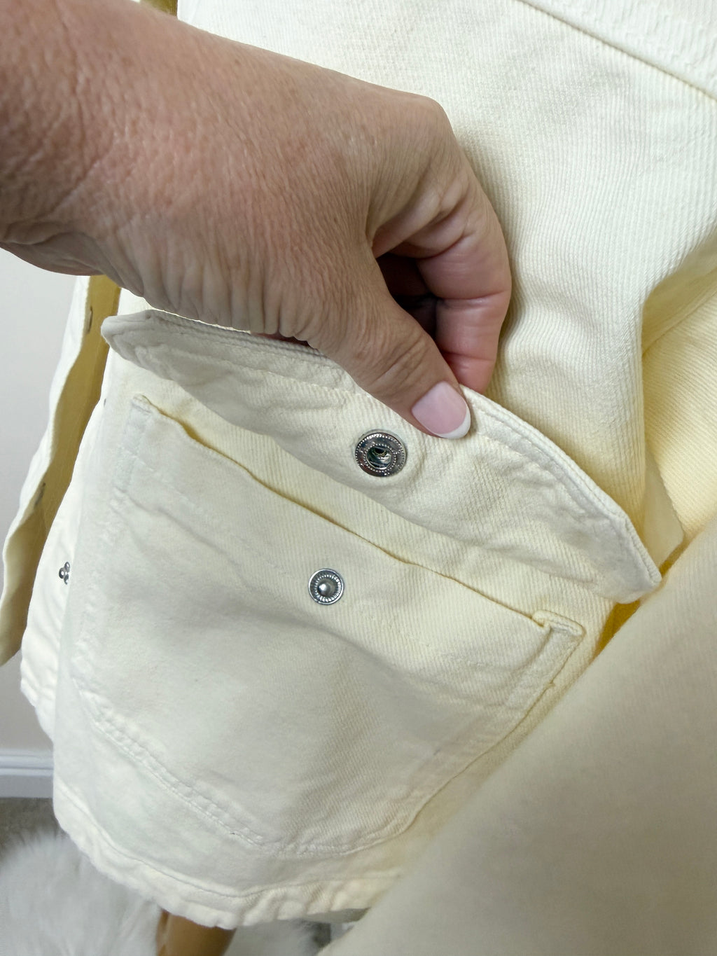 Stradivarius Lemon Shacket Oversized Stud Button Denim Jacket Small