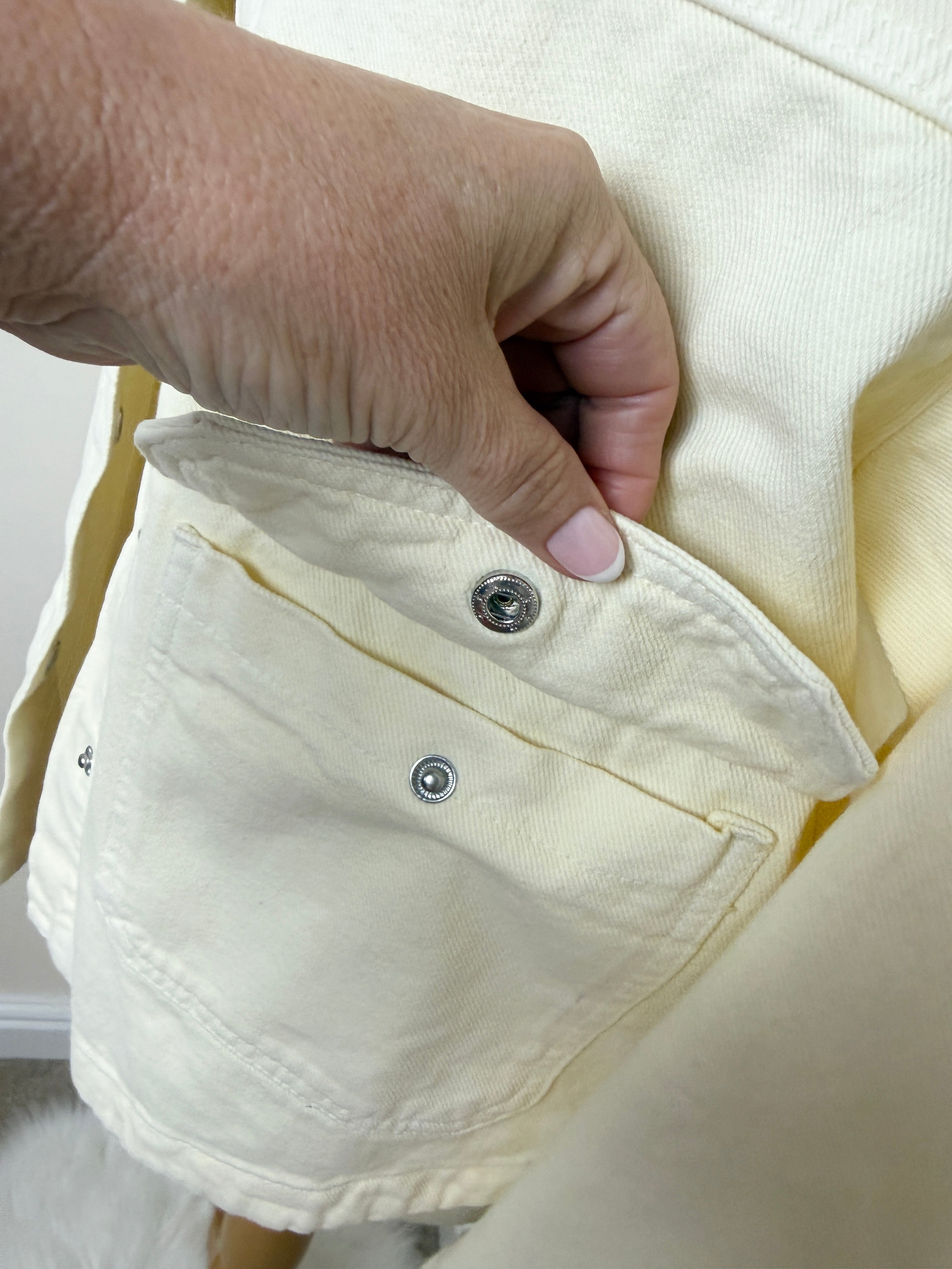 Stradivarius Lemon Shacket Oversized Stud Button Denim Jacket Small