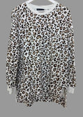 M&S Leopard Print Sweatshirt Brown Black White Cotton Long Sleeve UK14