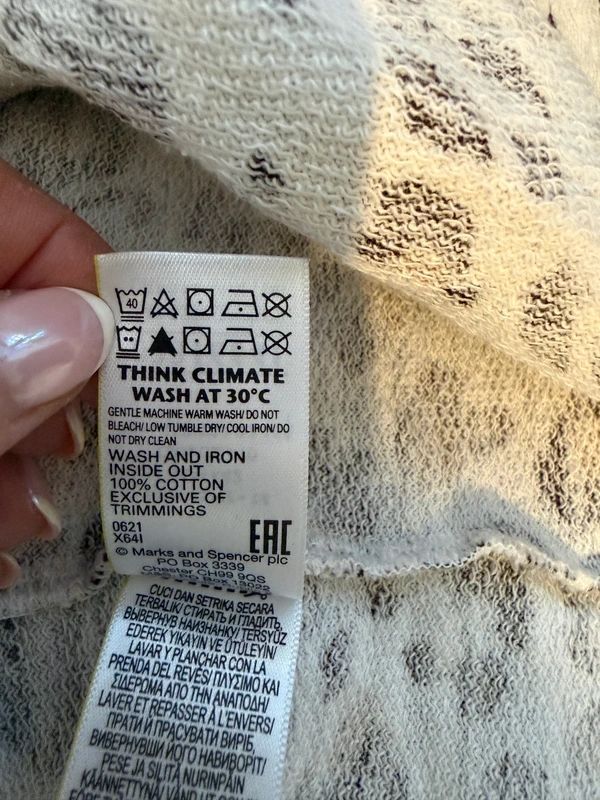 M&S Leopard Print Sweatshirt Brown Black White Cotton Long Sleeve UK14