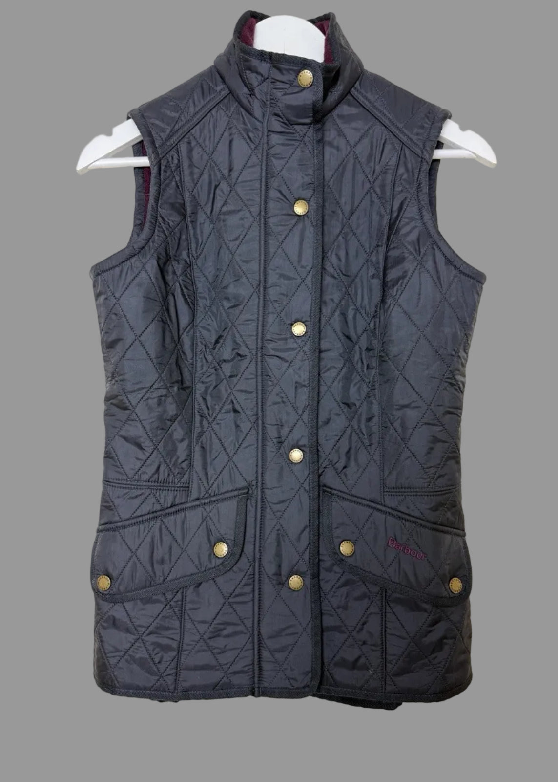 Barbour Black Cavalry Gilet Burgundy Fleece Lined - UK8