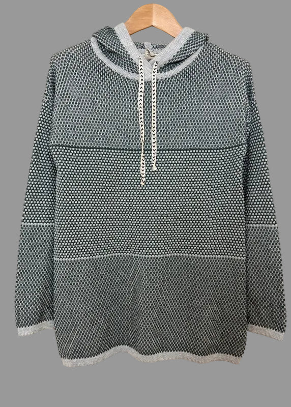 Christian Siriano Grey Textured Knit Hooded Jumper - Medium